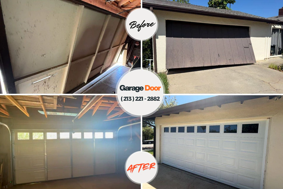 Before and after: garage door repair Joshua, TX